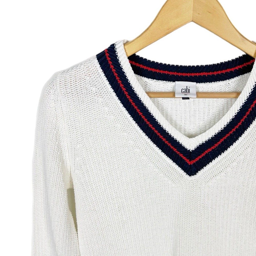 CAbi 5639 Ace Pullover Varsity Sweater White Size XS